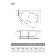 Акриловая ванна Relisan Sofi 160x100 R Гл000023832 без гидромассажа