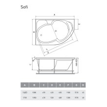 Акриловая ванна Relisan Sofi 160x100 L Гл000024565 без гидромассажа