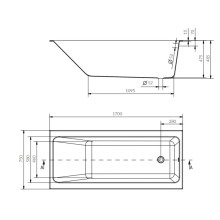 Акриловая ванна 170х75 см Cersanit Crea WP-CREAx170