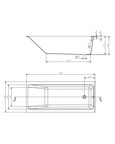 Акриловая ванна 180х80 см Cersanit Crea WP-CREAx180