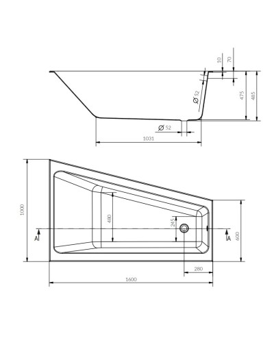 Акриловая ванна 160х100 см R Cersanit Crea WA-CREAx160-R