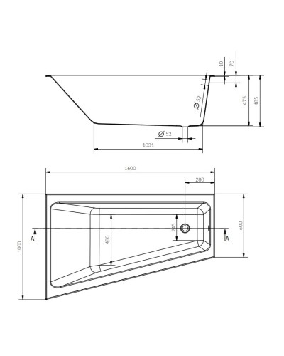 Акриловая ванна 160х100 см L Cersanit Crea WA-CREAx160-L