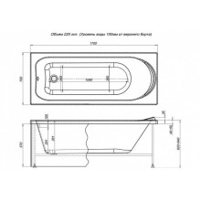 Акриловая ванна 170x70 см Aquanet Nord 00242400
