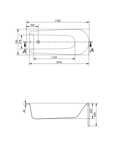Акриловая ванна 170х70 см Cersanit Flavia WP-FLAVIAx170