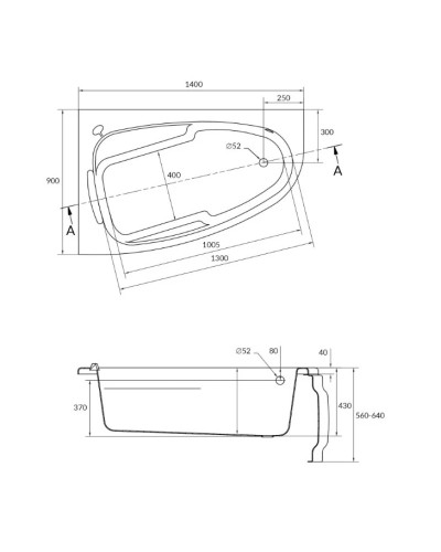 Акриловая ванна 140х90 см L Cersanit Joanna WA-JOANNAx140-L