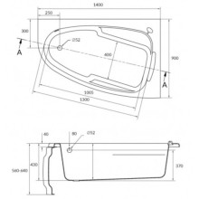 Акриловая ванна 140х90 см R Cersanit Joanna WA-JOANNAx140-R