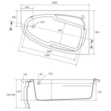 Акриловая ванна 140х90 см R Cersanit Joanna WA-JOANNAx140-R