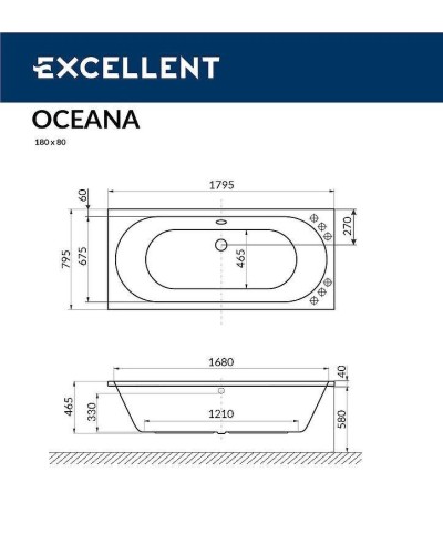 Акриловая ванна Excellent Oceana 180x80 WAEX.OCE18.SOFT.GL с гидромассажем