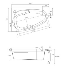 Акриловая ванна 150х95 см L Cersanit Joanna WA-JOANNAx150-L