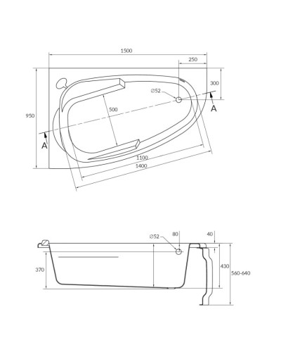 Акриловая ванна 150х95 см L Cersanit Joanna WA-JOANNAx150-L