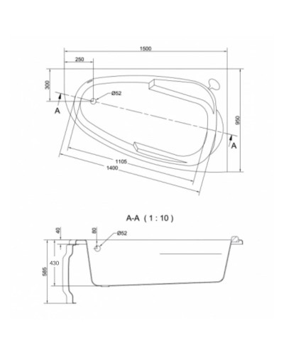 Акриловая ванна 150х95 см R Cersanit Joanna WA-JOANNAx150-R