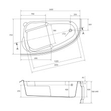 Акриловая ванна 160х95 см L Cersanit Joanna WA-JOANNAx160-L