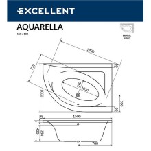 Акриловая ванна Excellent Aquarella 150x100 R WAEX.ARP15.LINE.BR с гидромассажем