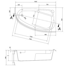 Акриловая ванна 160х95 см R Cersanit Joanna WA-JOANNAx160-R