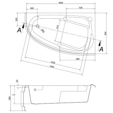 Акриловая ванна 160х95 см R Cersanit Joanna WA-JOANNAx160-R