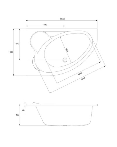 Акриловая ванна 153х100 см L Cersanit Kaliope WA-KALIOPEx153-L