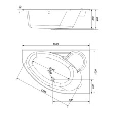 Акриловая ванна 153х100 см R Cersanit Kaliope WA-KALIOPEx153-P