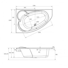 Акриловая ванна 170х110 см L Cersanit Kaliope WA-KALIOPEx170-L