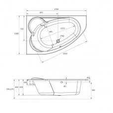 Акриловая ванна 170х110 см L Cersanit Kaliope WA-KALIOPEx170-L