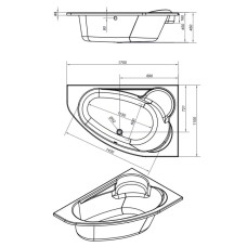 Акриловая ванна 170х110 см R Cersanit Kaliope WA-KALIOPEx170-R