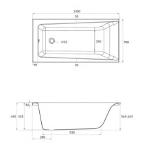 Акриловая ванна 140х70 см Cersanit Lorena WP-LORENAx140
