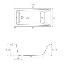 Акриловая ванна 140х70 см Cersanit Lorena WP-LORENAx140
