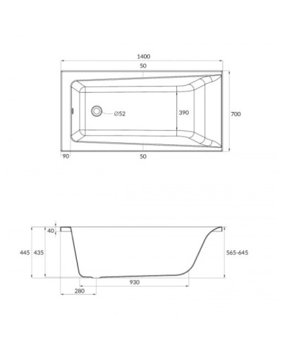 Акриловая ванна 140х70 см Cersanit Lorena WP-LORENAx140