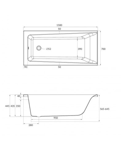Акриловая ванна 150х70 см Cersanit Lorena WP-LORENAx150