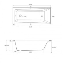 Акриловая ванна 160х70 см Cersanit Lorena WP-LORENAx160
