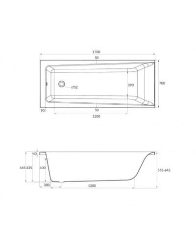 Акриловая ванна 170х70 см Cersanit Lorena WP-LORENAx170