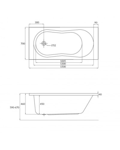 Акриловая ванна 150х70 см Cersanit Nike WP-NIKEx150