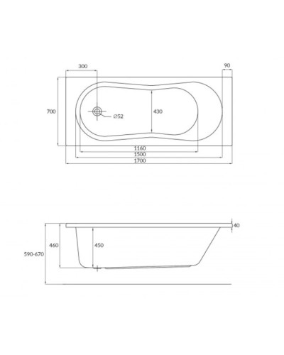 Акриловая ванна 170х70 см Cersanit Nike WP-NIKEx170