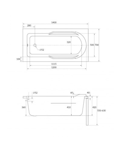 Акриловая ванна 140х70 см Cersanit Santana WP-SANTANAx140