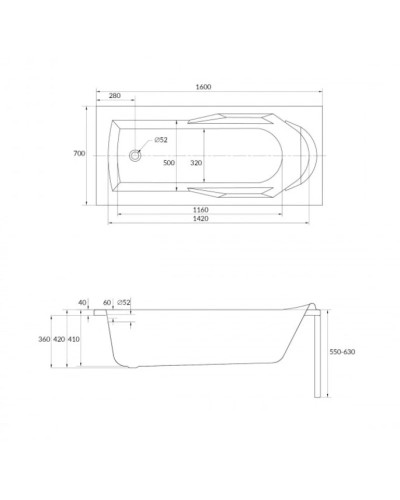 Акриловая ванна 160х70 см Cersanit Santana WP-SANTANAx160