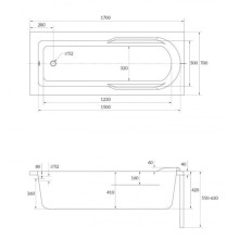 Акриловая ванна 170х70 см Cersanit Santana WP-SANTANAx170