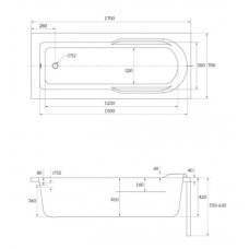 Акриловая ванна 170х70 см Cersanit Santana WP-SANTANAx170