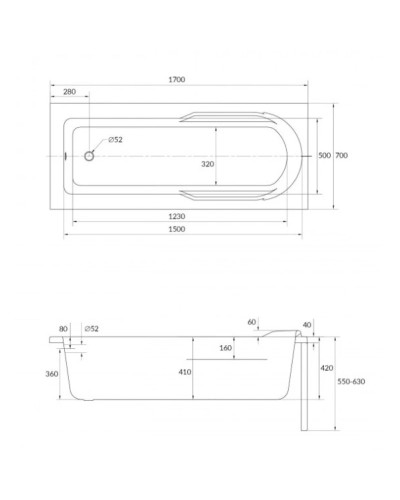 Акриловая ванна 170х70 см Cersanit Santana WP-SANTANAx170