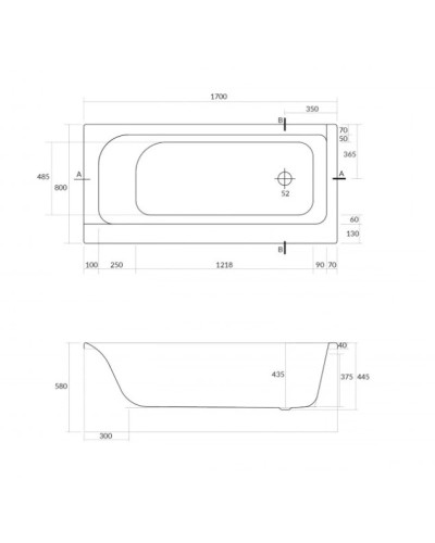 Акриловая ванна 170х80 см R Cersanit Smart WP-SMARTx170-R