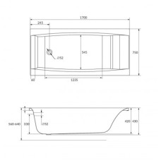 Акриловая ванна 170х75 см Cersanit Virgo WP-VIRGOx170