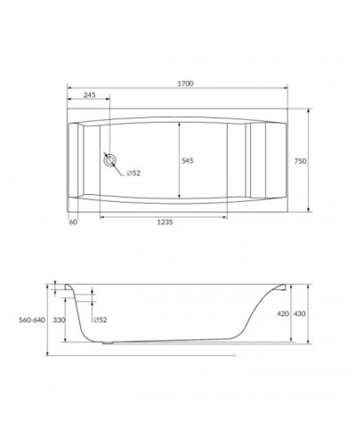 Акриловая ванна 170х75 см Cersanit Virgo WP-VIRGOx170