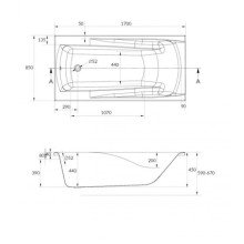 Акриловая ванна 170х85 см Cersanit Zen WP-ZENx170