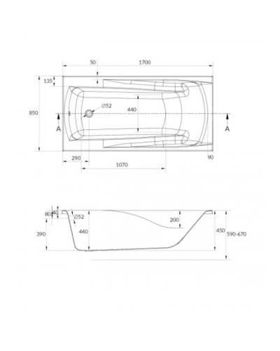 Акриловая ванна 170х85 см Cersanit Zen WP-ZENx170