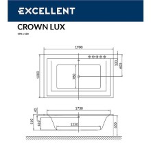 Акриловая ванна Excellent Crown Lux 190x120 WAEX.CRO19.LINE.BR с гидромассажем