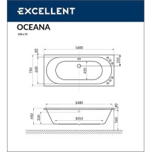 Акриловая ванна Excellent Oceana 160x75 WAEX.OCE16.LINE.GL с гидромассажем