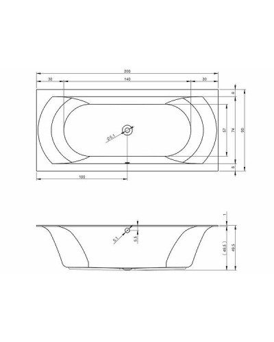 Акриловая ванна Riho Linares 200х90 B144001005 без гидромассажа