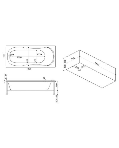 Акриловая ванна Bas Ибица 150x70 В 00011 без гидромассажа