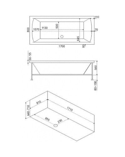 Акриловая ванна Bas Индика 170x80 В 00013 без гидромассажа