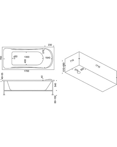 Акриловая ванна Bas Атланта 170x70 В 00003 без гидромассажа