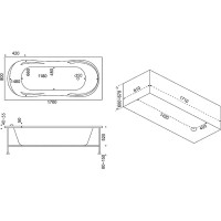 Акриловая ванна Bas Ахин 170x80 В 00005 без гидромассажа