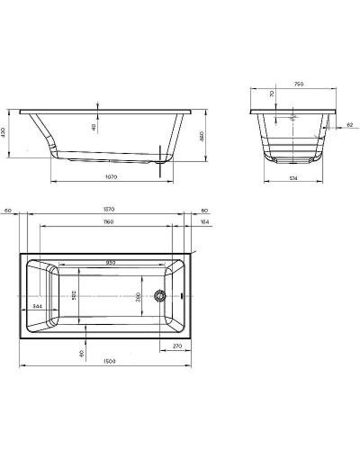 Акриловая ванна Creto Bosco 150х75 17-15075 без гидромассажа